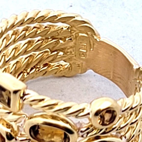 David Yurman 18K Yellow Gold Citrine & Peridot 5-Row Confetti Ring - Picture 5 of 5